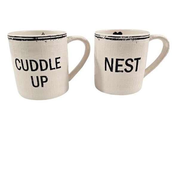 Pier 1 Imports CUDDLE UP & NEST 20 Oz Ironstone Coffee Tea Mugs – Set of 2 - Picture 1 of 14